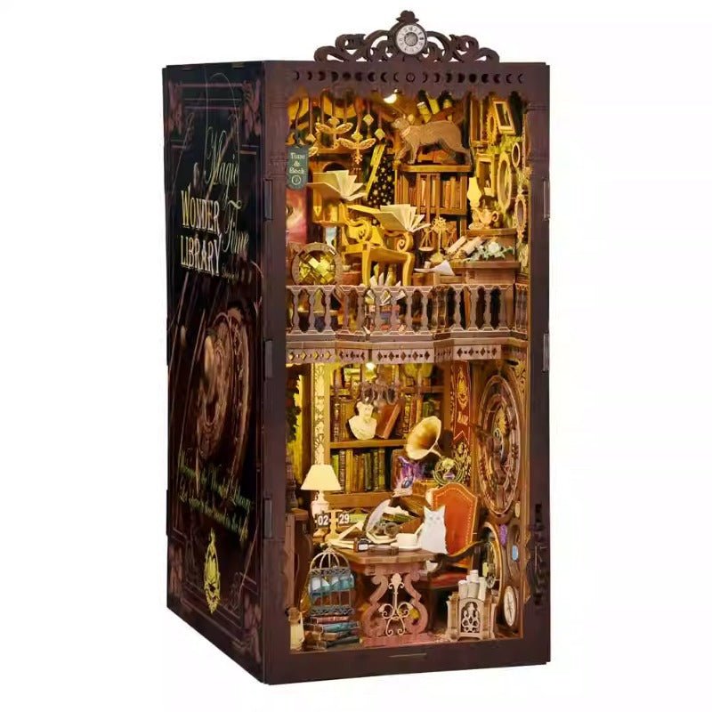 Magic time, hand - assembled model, library DIY hut, standing toys, ornaments, small house building block gifts - Fantasy Star Workshop Toy Store