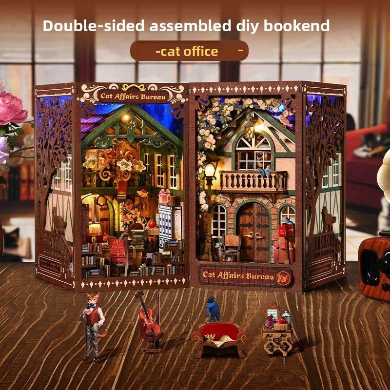Magic time, hand - assembled model, library DIY hut, standing toys, ornaments, small house building block gifts - Fantasy Star Workshop Toy Store