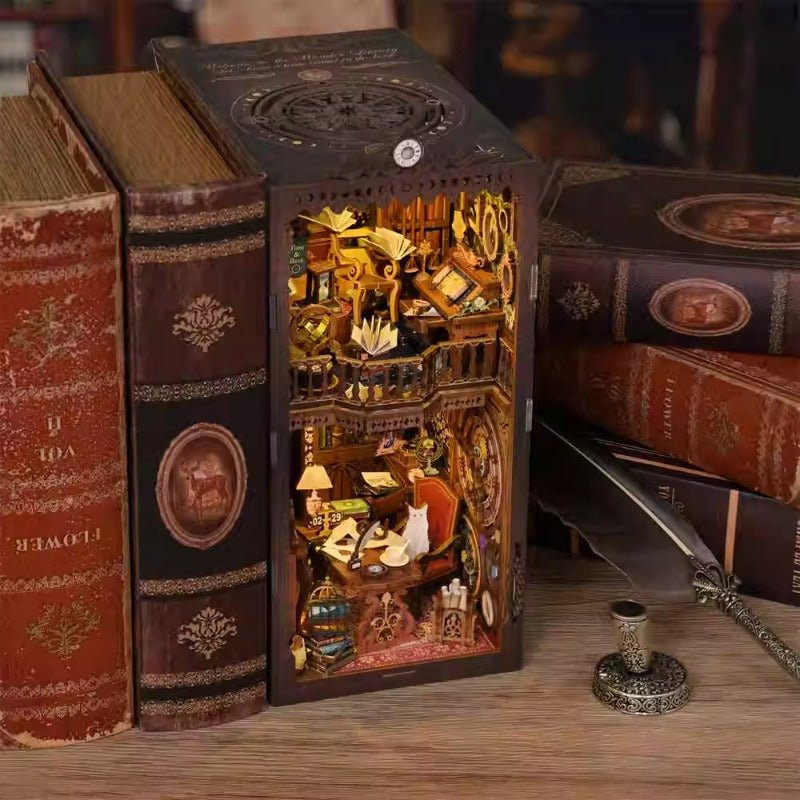 Magic time, hand - assembled model, library DIY hut, standing toys, ornaments, small house building block gifts - Fantasy Star Workshop Toy Store