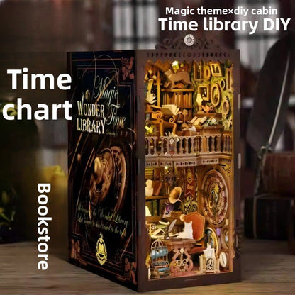 Magic time, hand - assembled model, library DIY hut, standing toys, ornaments, small house building block gifts - Fantasy Star Workshop Toy Store