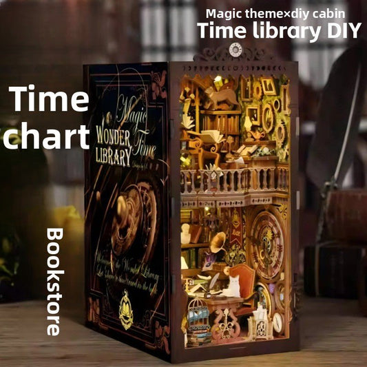 Magic time, hand - assembled model, library DIY hut, standing toys, ornaments, small house building block gifts - Fantasy Star Workshop Toy Store