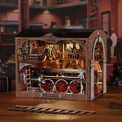 Magic time, hand - assembled model, library DIY hut, standing toys, ornaments, small house building block gifts - Fantasy Star Workshop Toy Store