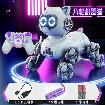 Popular children's toys mechanical cat intelligent eight - wheeled stunts cool remote control car drift deformation robot cat - Fantasy Star Workshop Toy Store